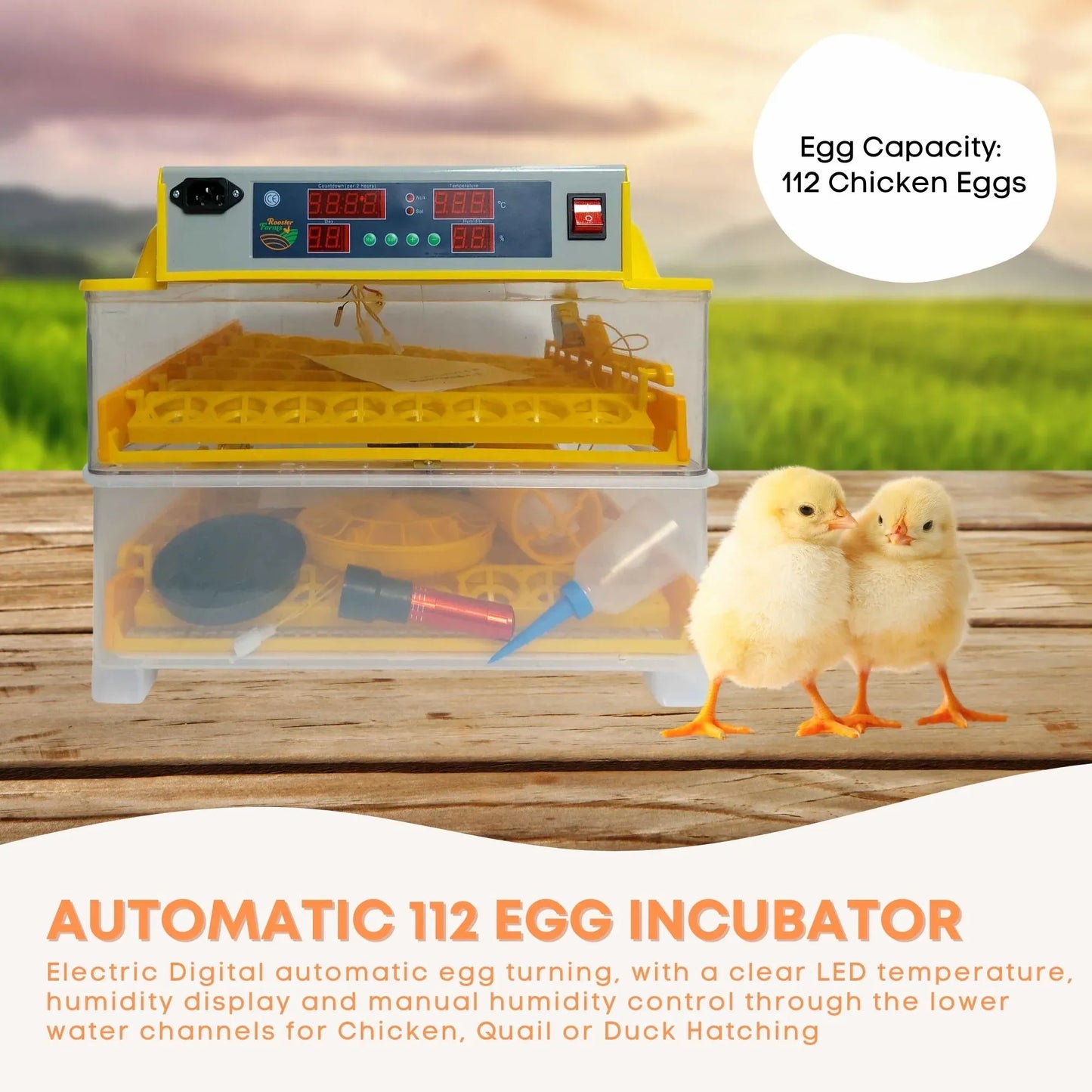 Electric 112 Egg Incubator + Accessories Hatching Eggs Chicken Quail Duck