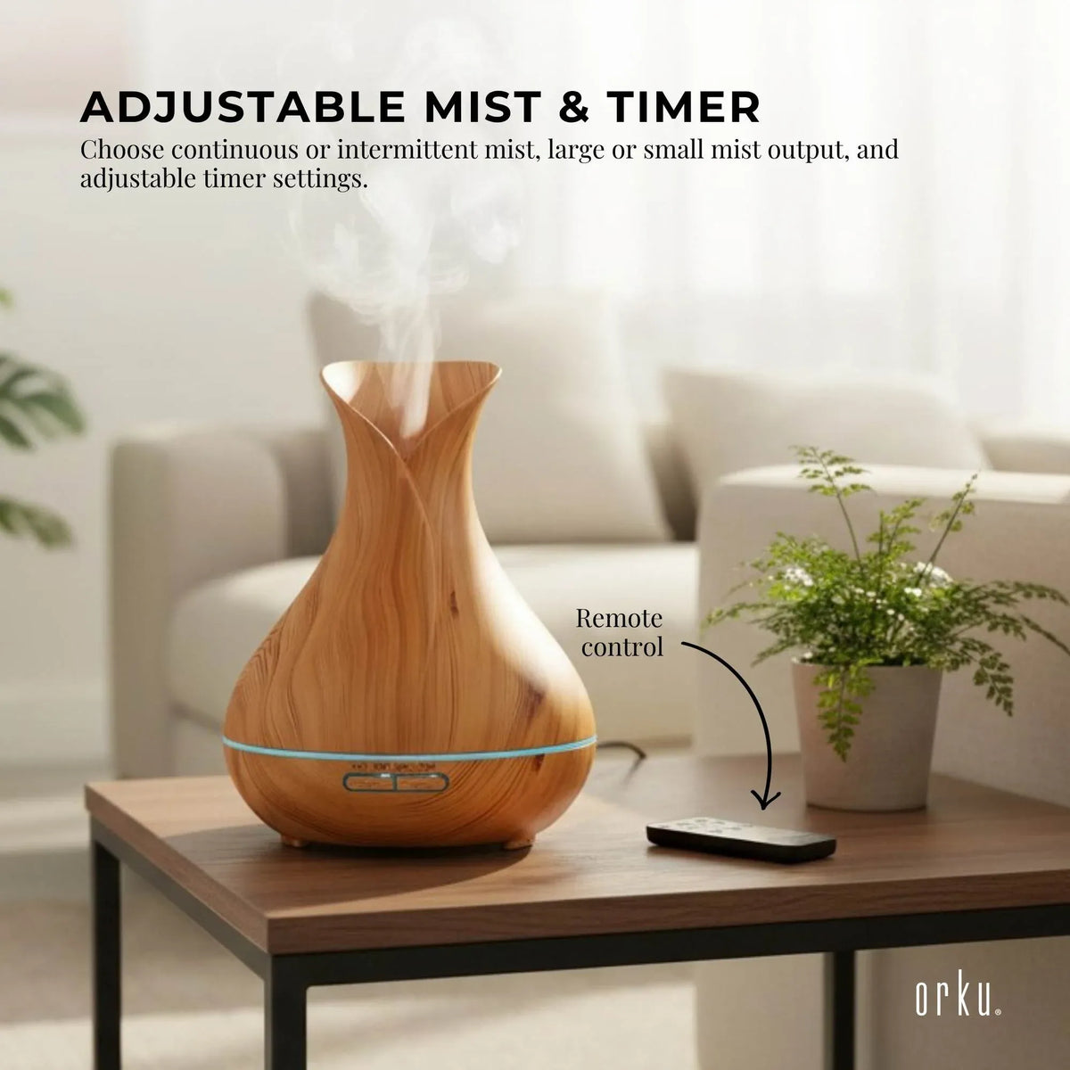 Essential Oil Aroma Diffuser Tulip Light Wood Colour Ultrasonic Mist Humidifier