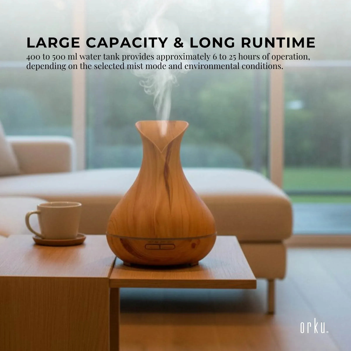 Essential Oil Aroma Diffuser Tulip Light Wood Colour Ultrasonic Mist Humidifier