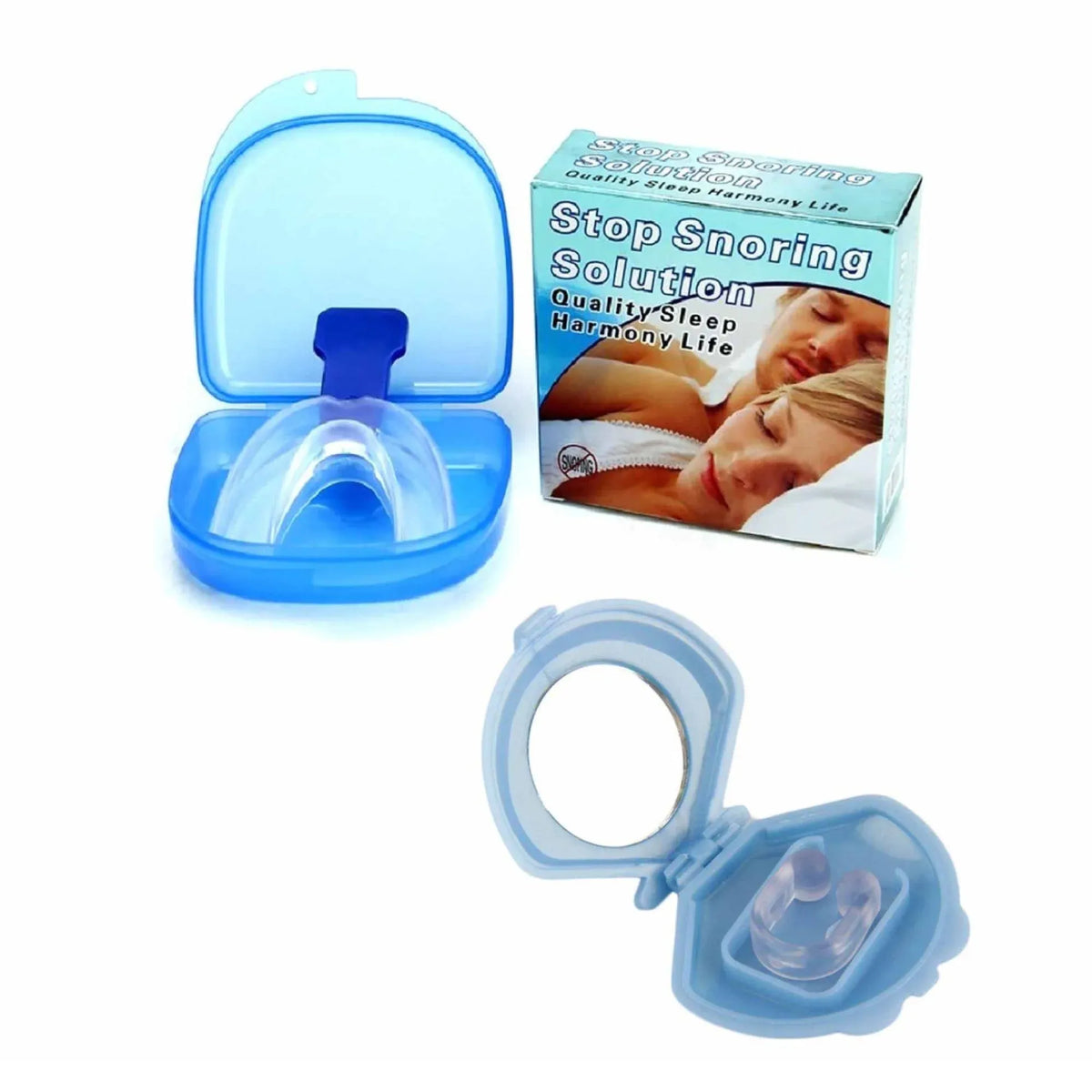Mouthguard Mouthpiece + Nose Clip Anti Snoring Aid Sleep Breathing Device