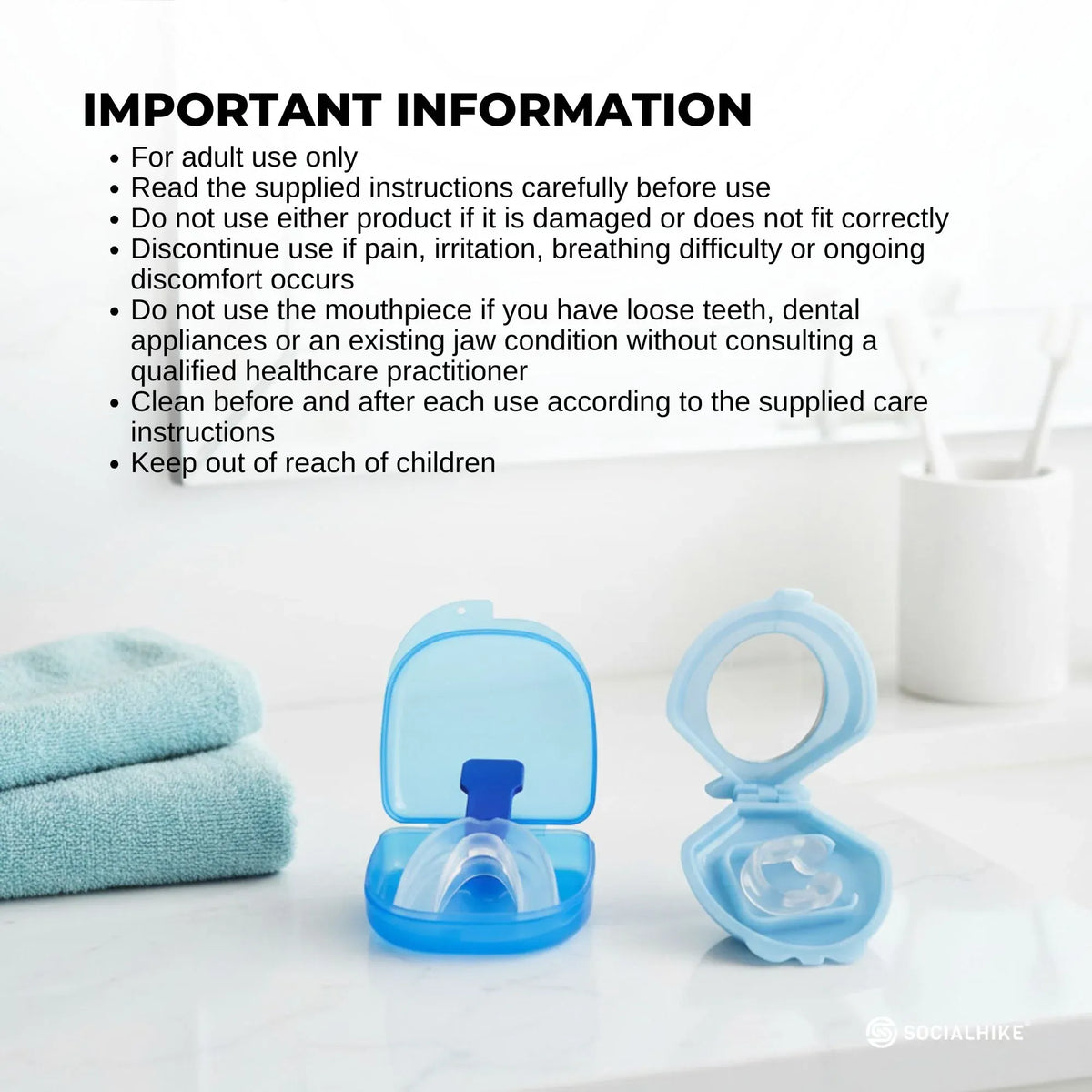 Mouthguard Mouthpiece + Nose Clip Anti Snoring Aid Sleep Breathing Device