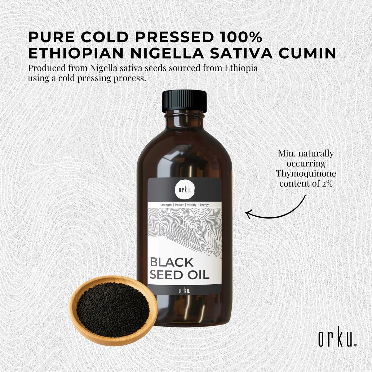 Orku 1L Black Seed Oil Pure Cold Pressed 100% Ethiopian Nigella Sativa Cumin