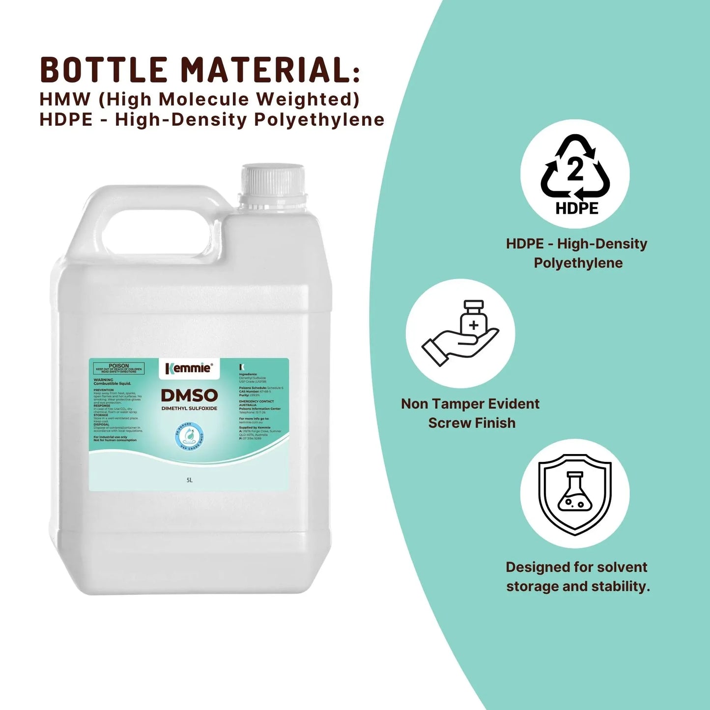 DMSO Liquid 5L 99.9% Pure Pharmaceutical Dimethyl Sulfoxide Grade Solvent Bulk
