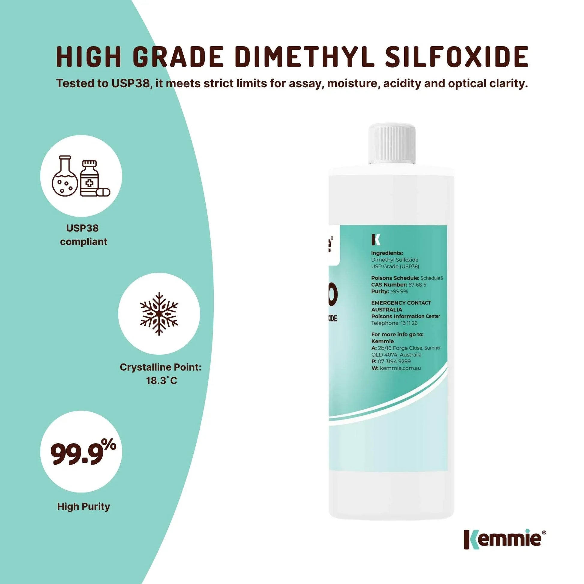 DMSO Liquid 500ml 99.9% Pure Pharmaceutical Dimethyl Sulfoxide Grade Solvent