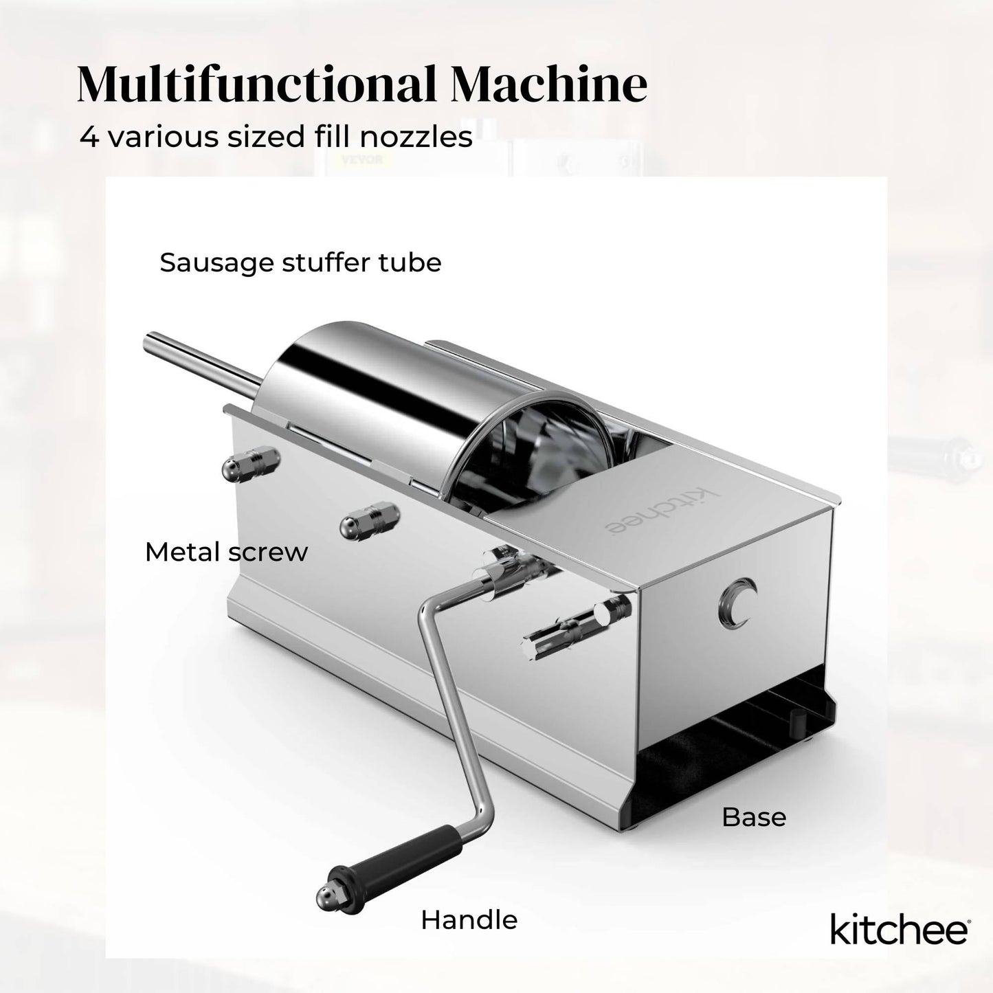 Manual Horizontal Sausage Filler 7L - Stainless Stuffer Meat Press Machine