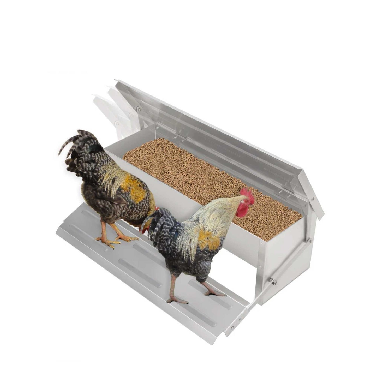 Automatic Chicken Feeder 8L Chook Poultry Auto Treadle Aluminium Metal Coop