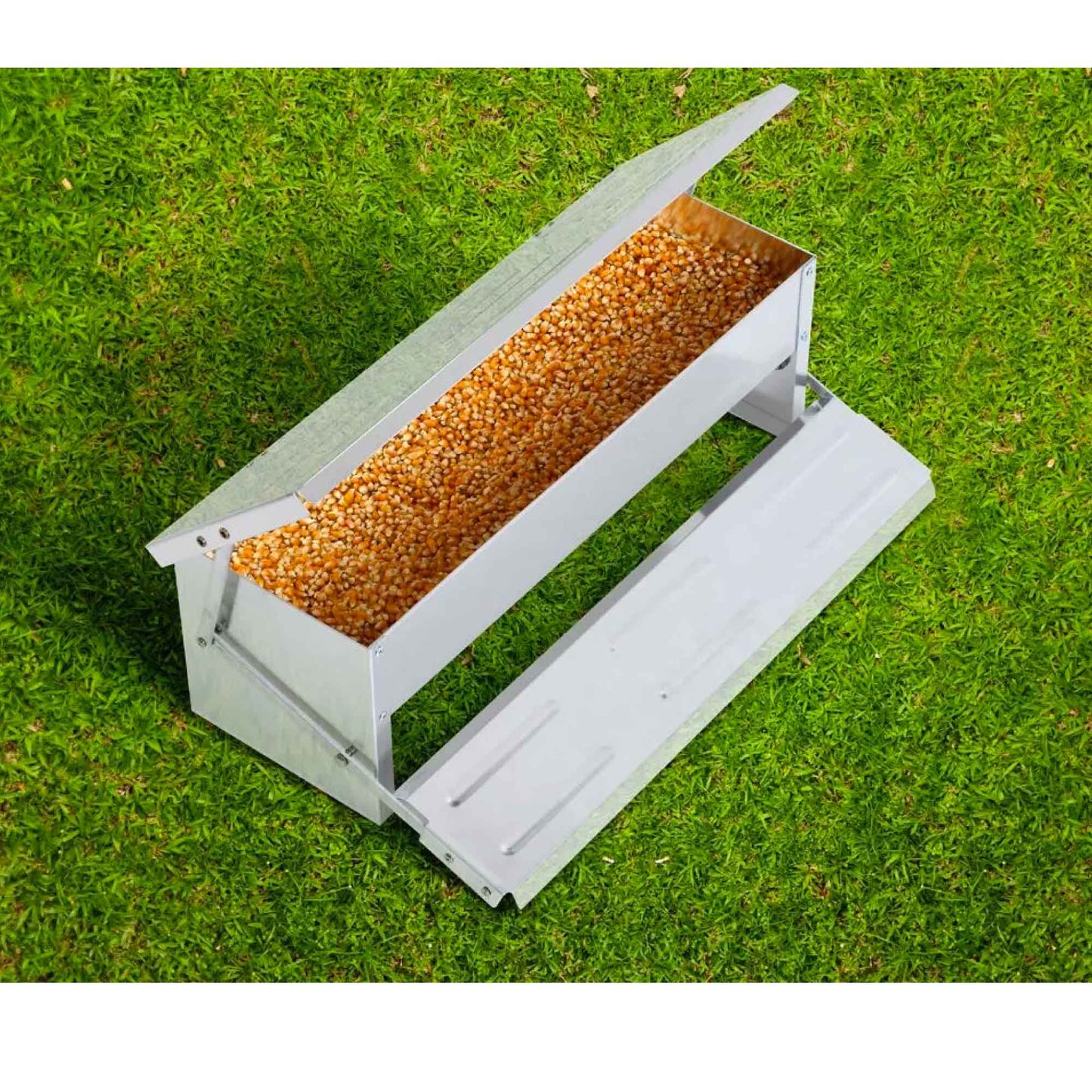 Automatic Chicken Feeder 8L Chook Poultry Auto Treadle Aluminium Metal Coop