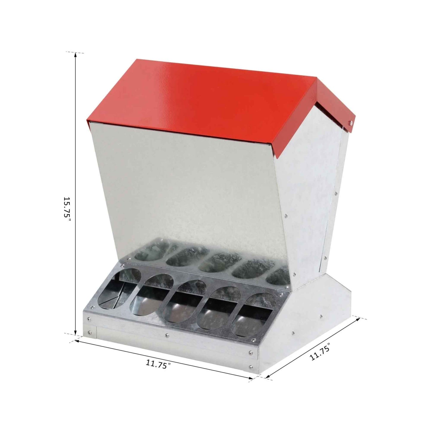 Automatic Chicken Feeder 10kg Chook Poultry Auto Trough Galvanised Metal Feeders