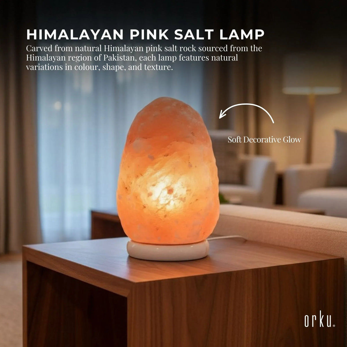 Himalayan Pink Salt Lamp 12V 12W 1-2kg Natural Rock Crystal Light with On/Off