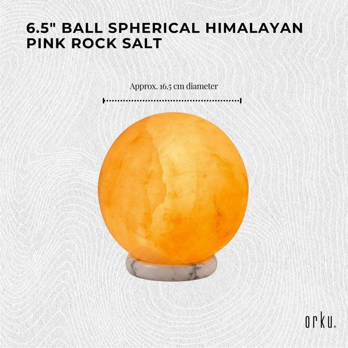 Himalayan Pink Salt Lamp 12V 12W 6.5" Ball Carved Rock Crystal Light with On/Off