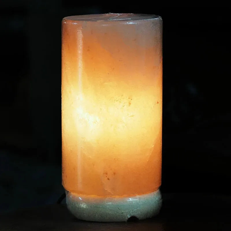 Himalayan Pink Salt Lamp 12V 12W Cylinder Carved Rock Crystal Light