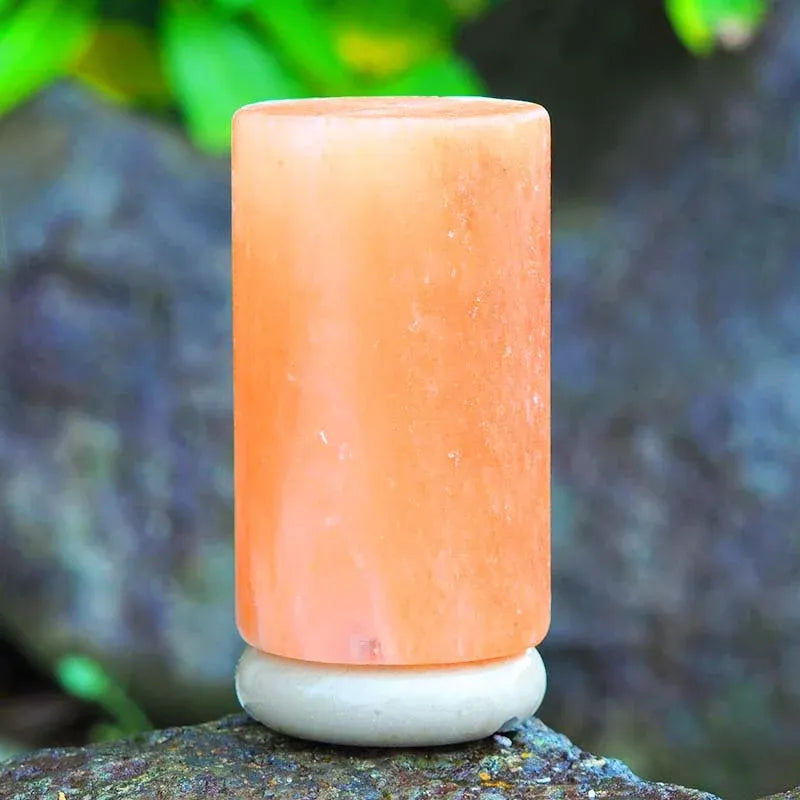 Himalayan Pink Salt Lamp 12V 12W Cylinder Carved Rock Crystal Light