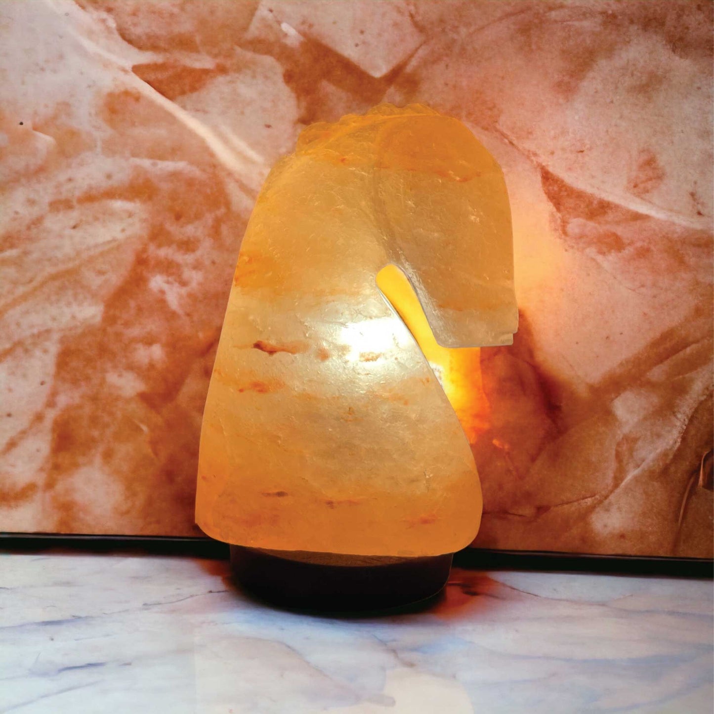 Himalayan Pink Salt Lamp 12V 12W Carved Knight Rock Crystal with Light Bulb & On/Off Switch
