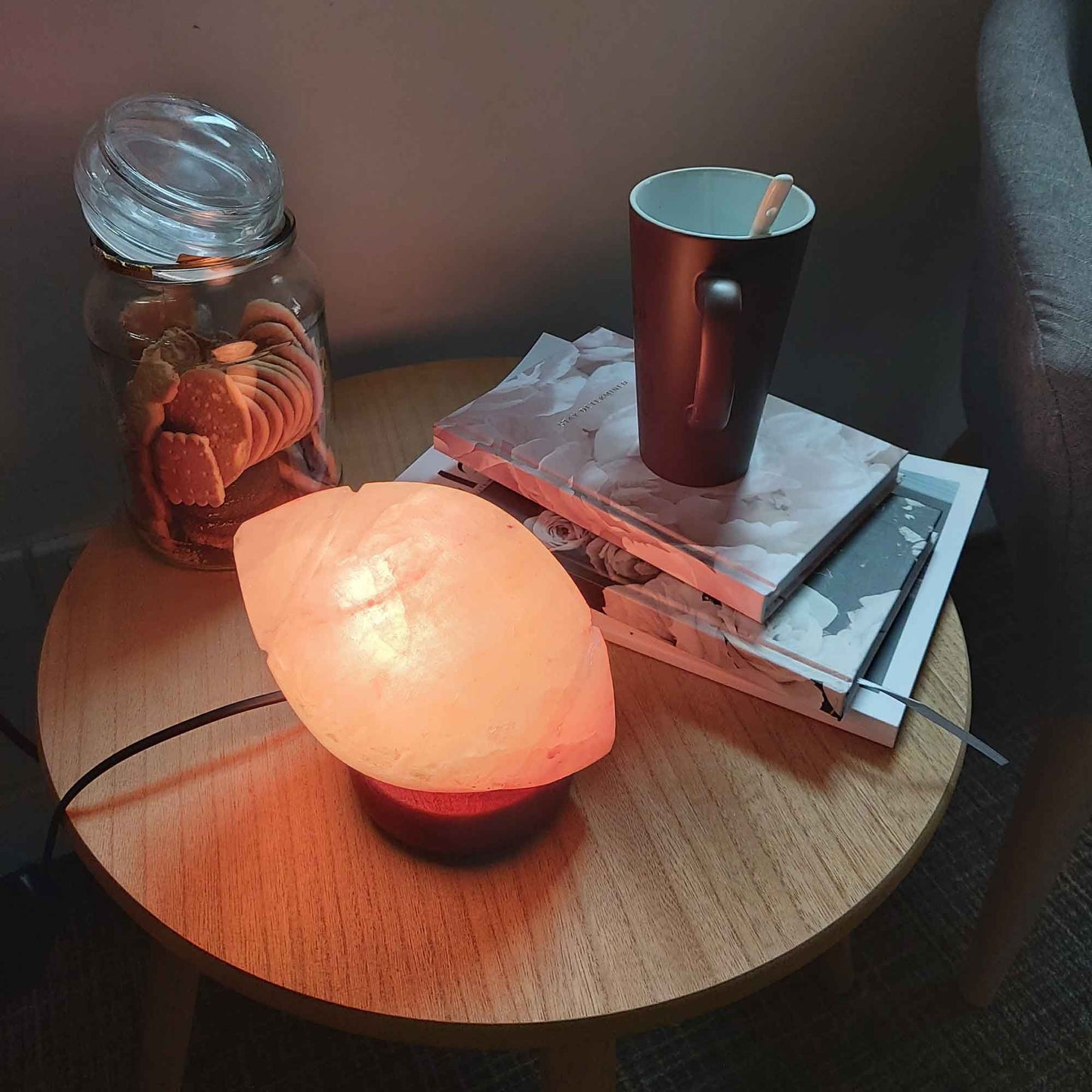 Himalayan Pink Salt Lamp 12V 12W - Rugby Carved Footy Rock Crystal Light Bulb On/Off