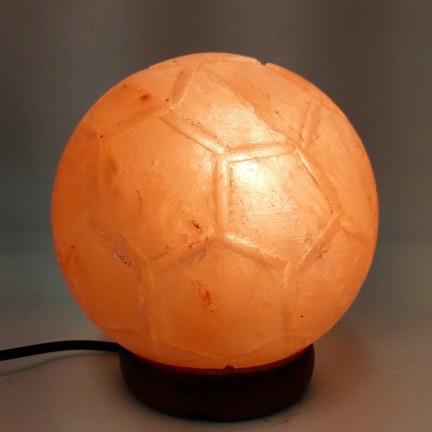 Himalayan Pink Salt Lamp 12V 12W Soccer Carved Ball Rock Crystal Light
