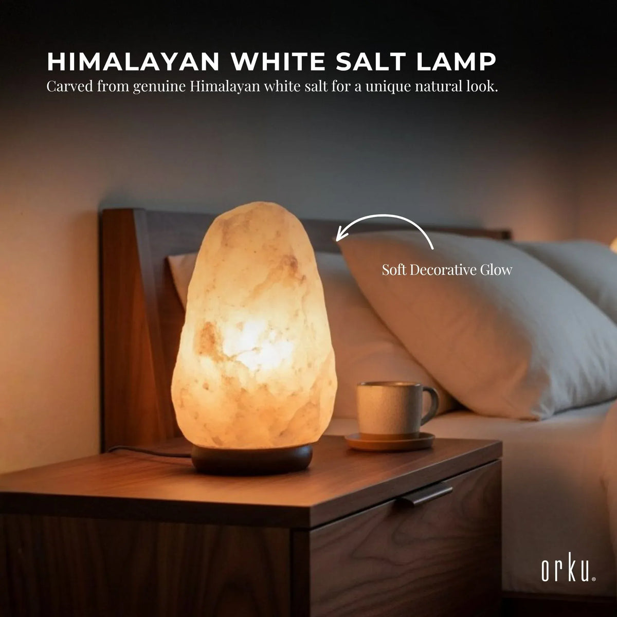 Himalayan White Salt Lamp 12V 12W 1-2kg Crystal Rock Natural Shape Unique