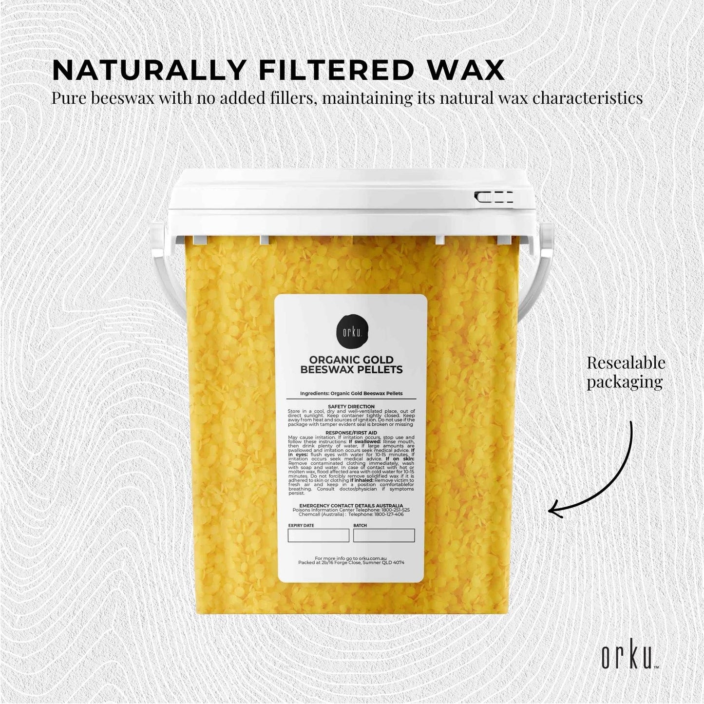 Organic Beeswax Pellets 500g Tub Pharmaceutical Cosmetic Candle Yellow Bees Wax