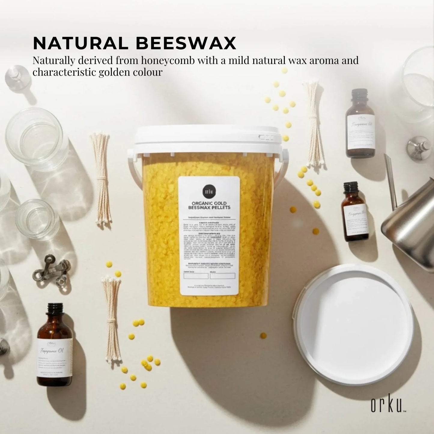 Organic Beeswax Pellets 500g Tub Pharmaceutical Cosmetic Candle Yellow Bees Wax