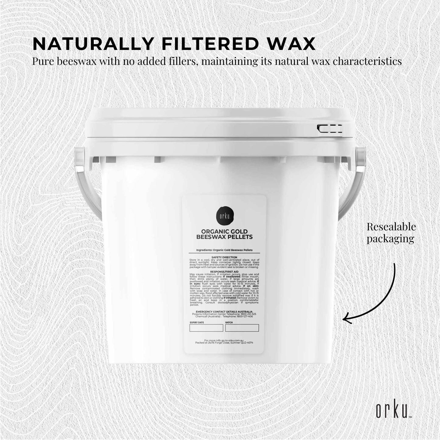 Organic Beeswax Pellets 2.5Kg Tub Pharmaceutical Cosmetic Candle Yellow Bees Wax