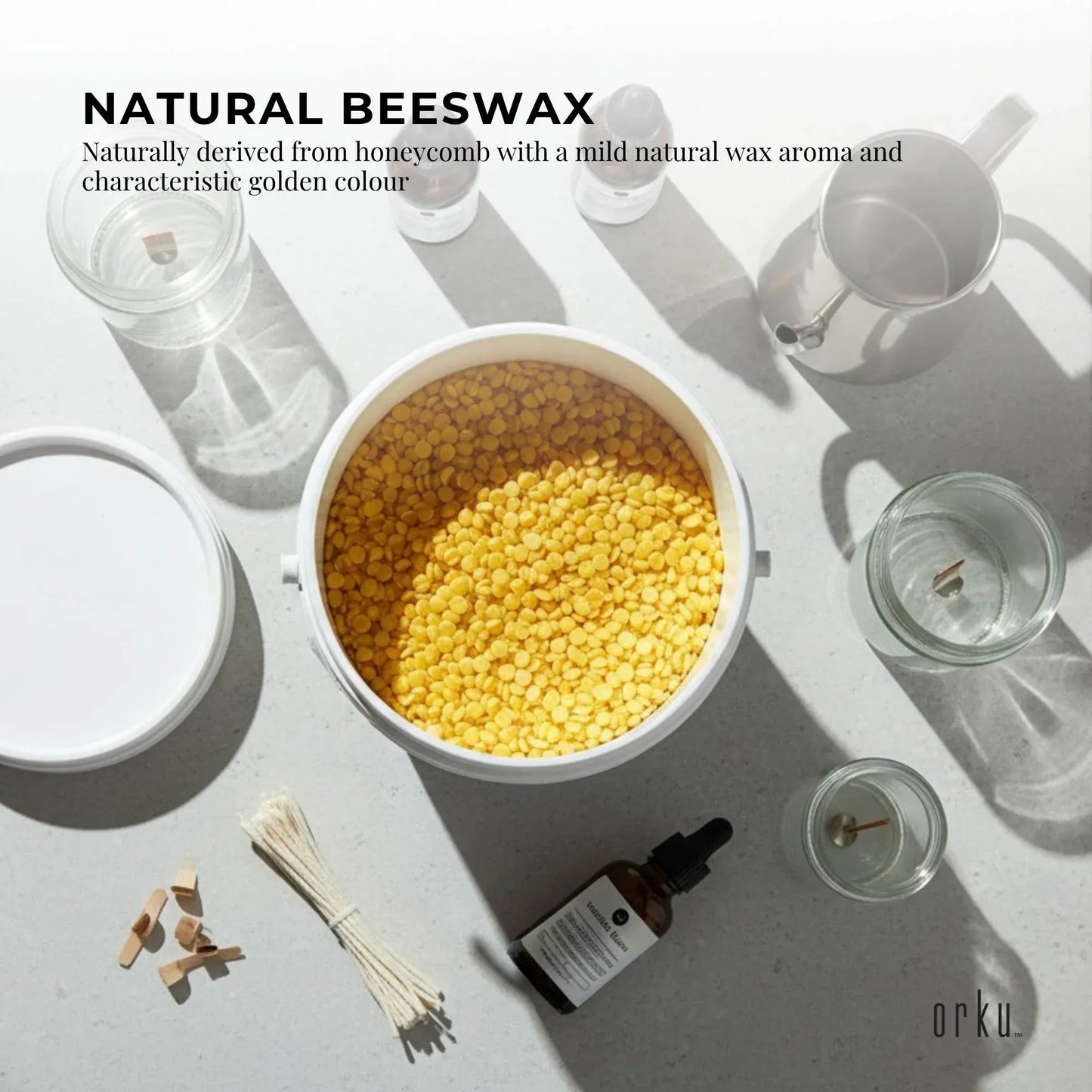 Organic Beeswax Pellets 2.5Kg Tub Pharmaceutical Cosmetic Candle Yellow Bees Wax