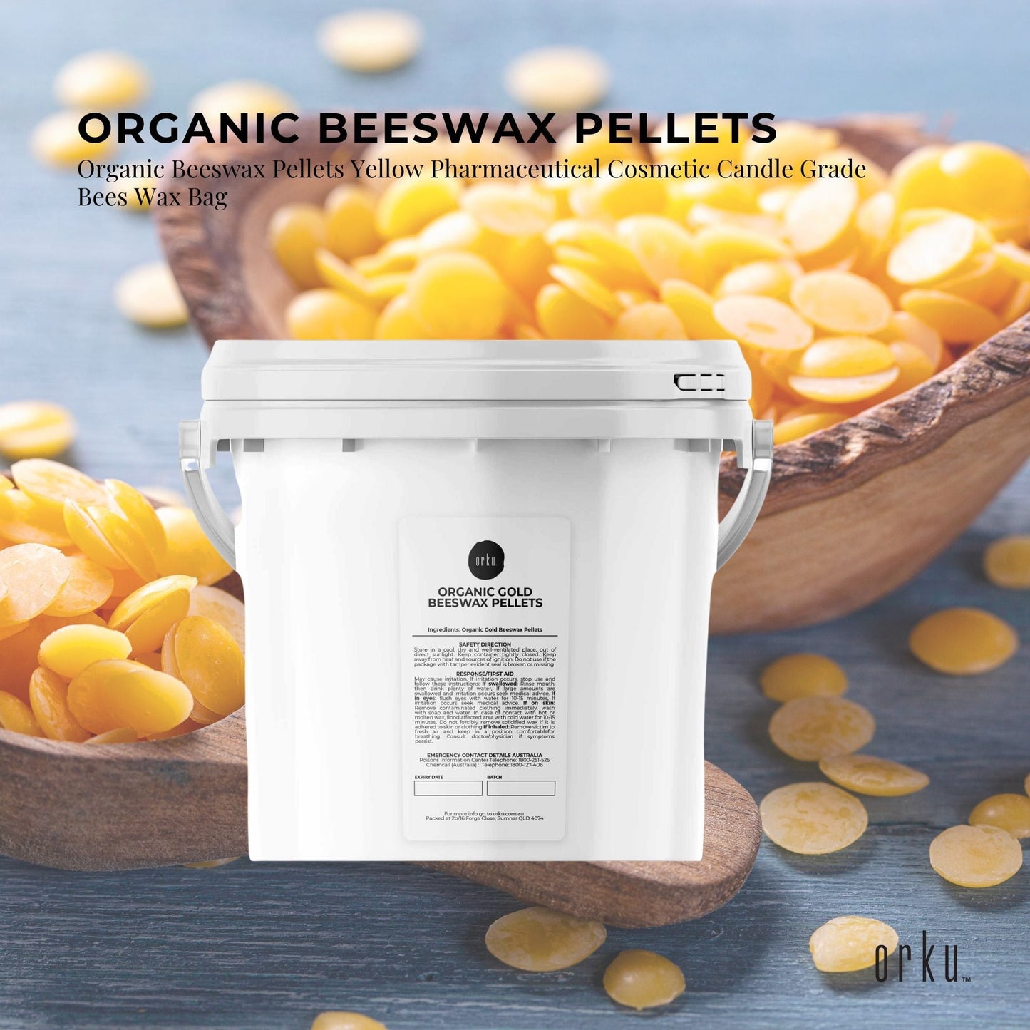 Organic Beeswax Pellets 2.5Kg Tub Pharmaceutical Cosmetic Candle Yellow Bees Wax