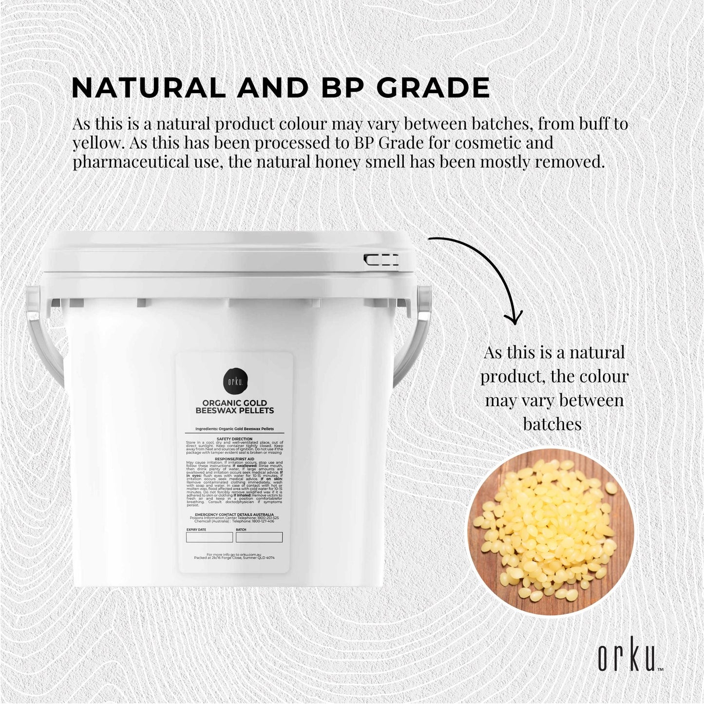 Organic Beeswax Pellets 2.5Kg Tub Pharmaceutical Cosmetic Candle Yellow Bees Wax