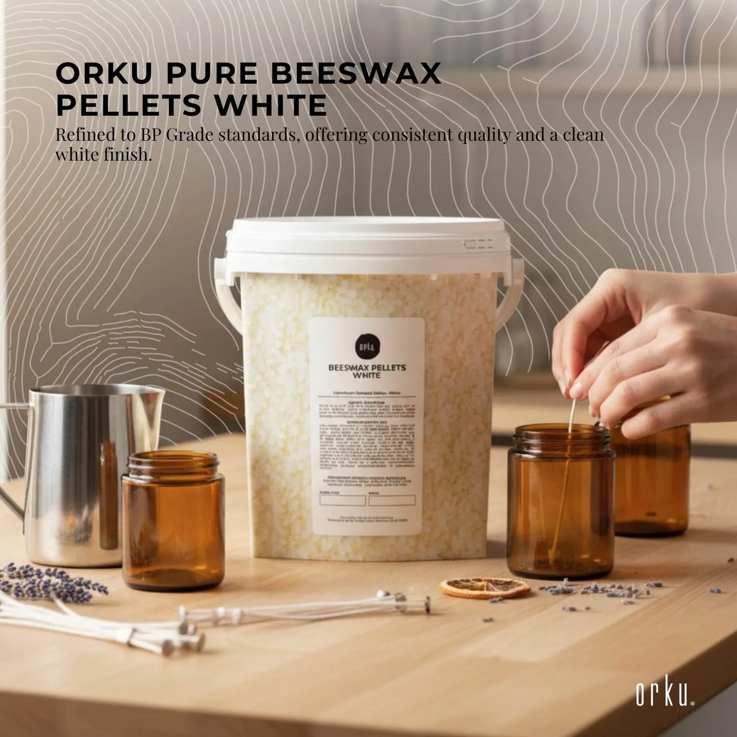 Natural Beeswax Pellets 700g White Tub Pharmaceutical Cosmetic Candle Bees Wax