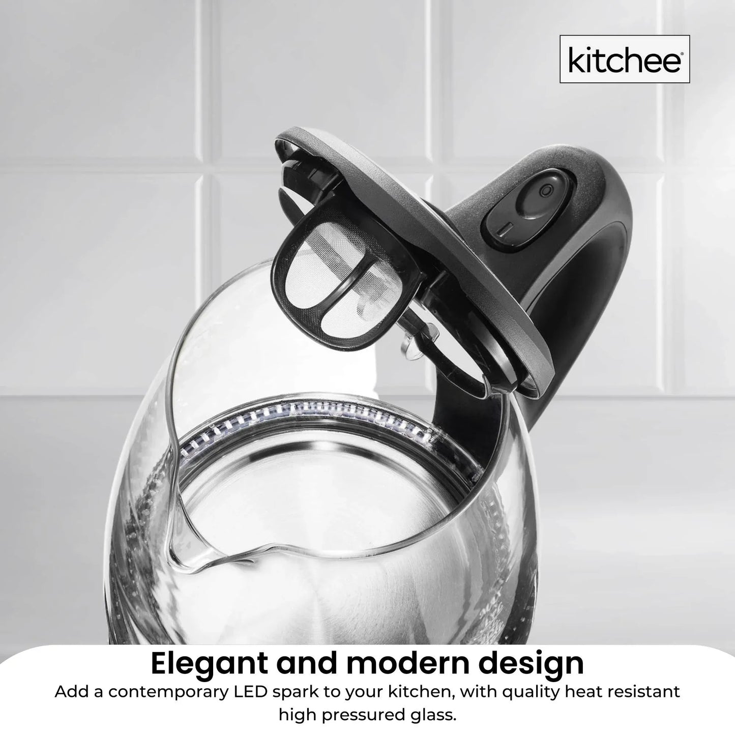 Glass Kettle 1.7L LED Blue Light 360 Automatic Cordless Water Boiling Jug