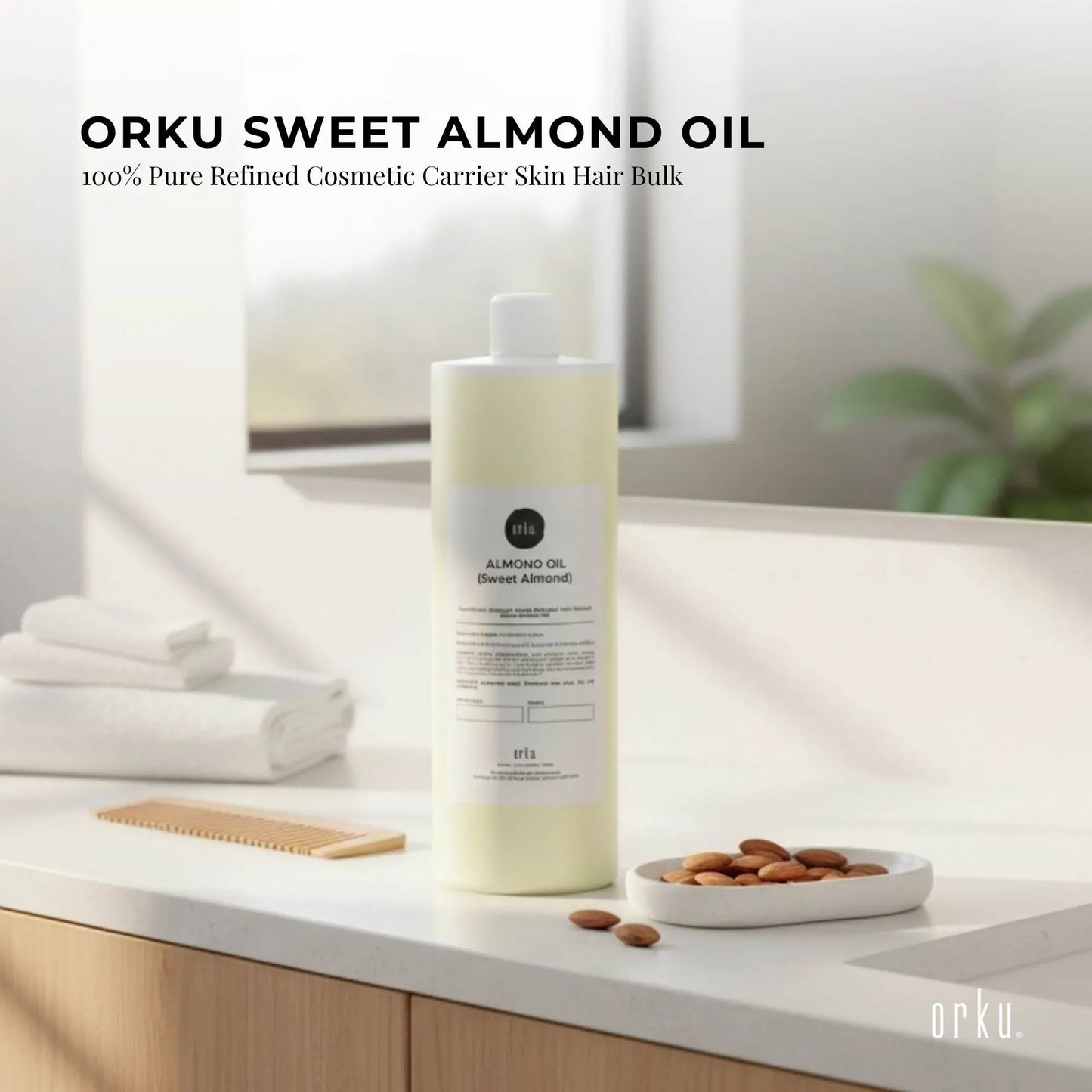 Sweet Almond Oil 250ml - Refined Cosmetic Grade 100% Pure for Skin, Face, Hair, Massage