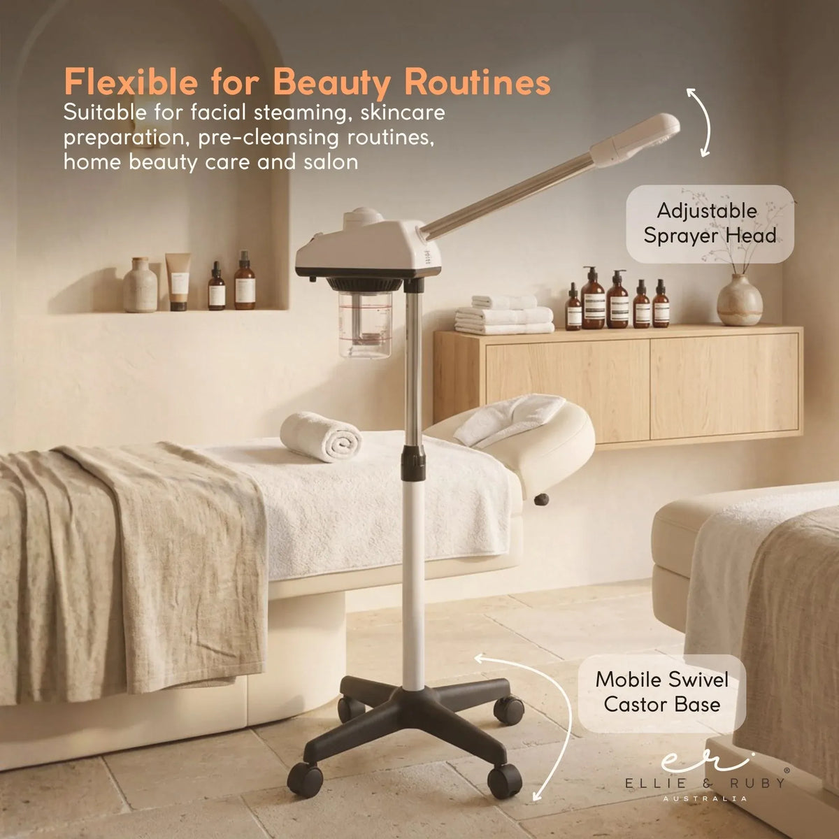 Ellie and Ruby Professional Facial Steamer - Ozone Mode Timer Auto Shut Off