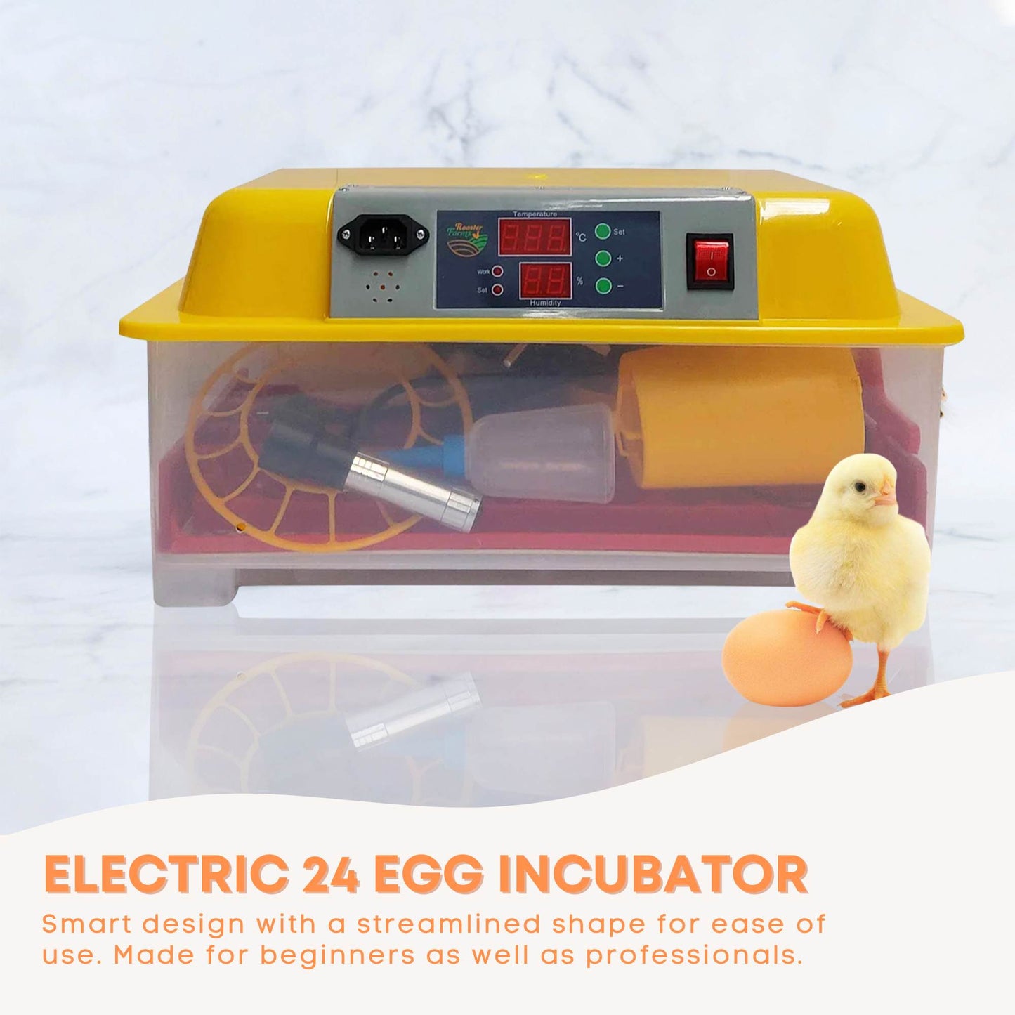 Egg Incubator 24 Capacity + Accessories - Hatching Eggs for Chicken Quail Duck