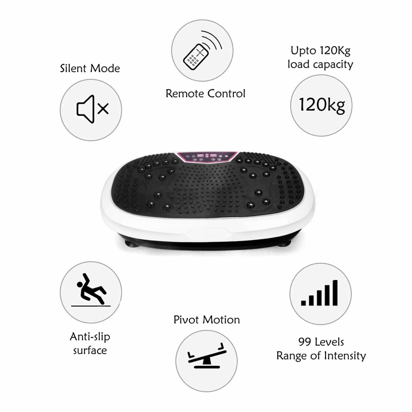 Mini Vibration Platform White - Magnet Therapy Vibrating Machine Exercise Plate