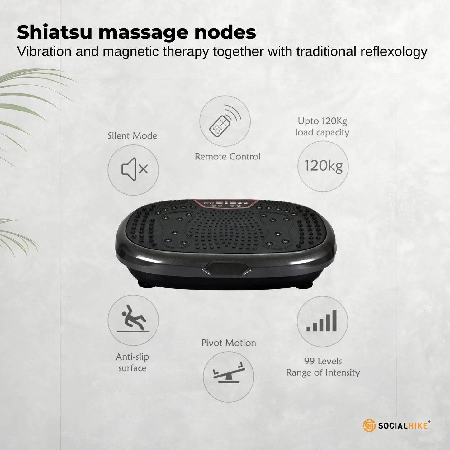 Black Mini Vibration Platform - Magnet Therapy Vibrating Machine Exercise Plate