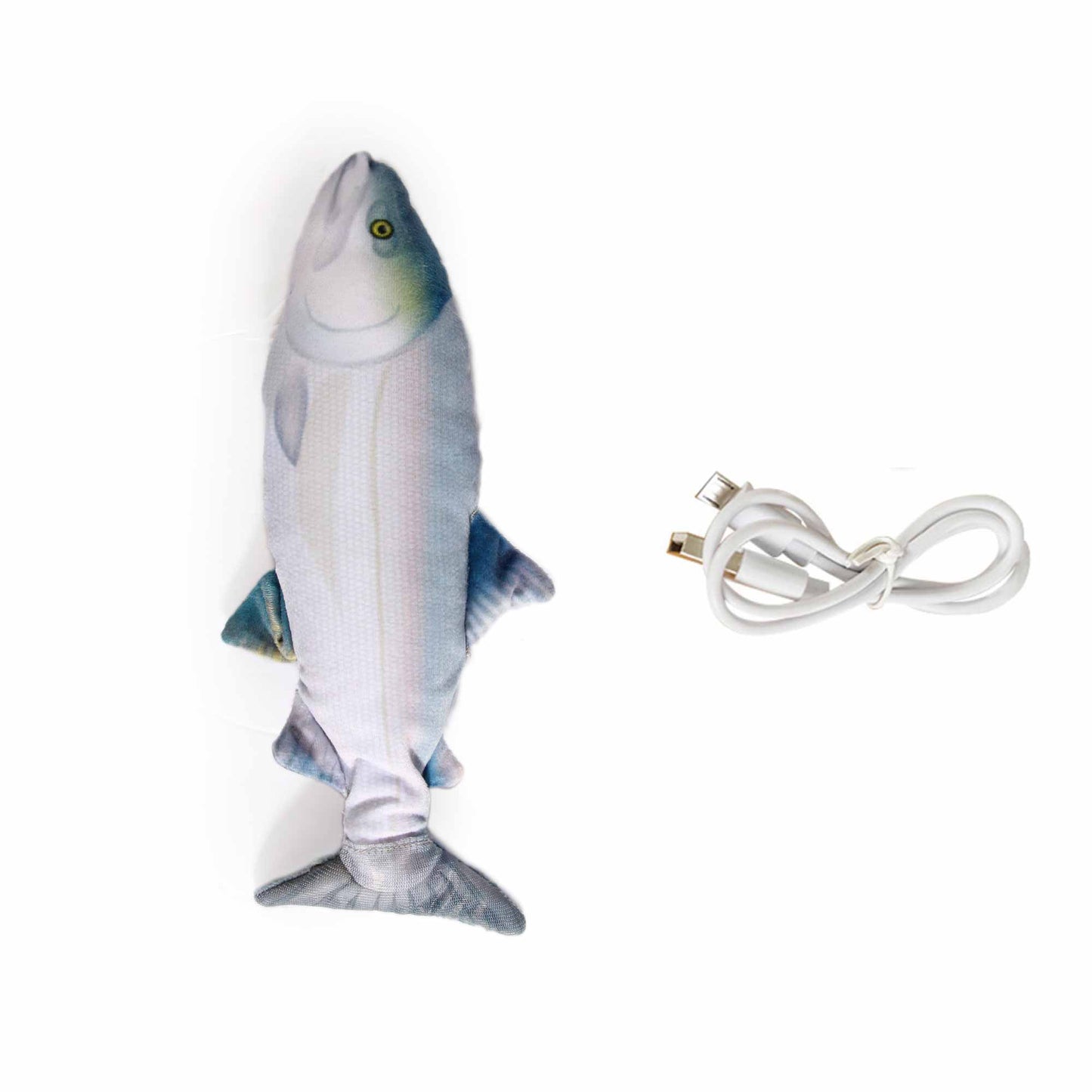 Jittering Sardine Cat Toy Flopping Dancing Fish + Catnip Silvervine USB