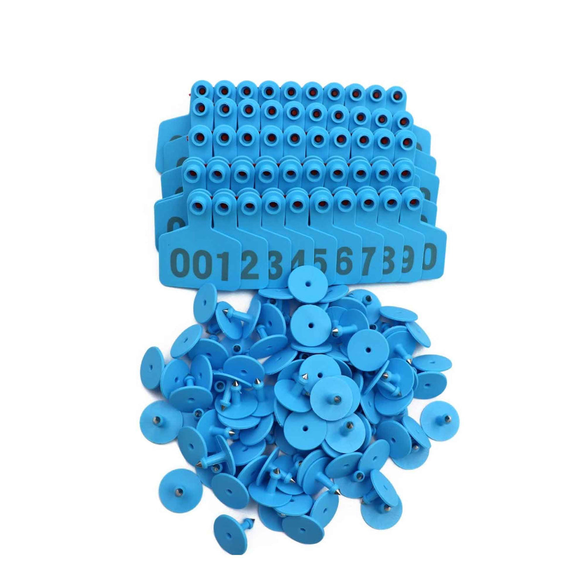 Cattle Ear Tags Set 1-100 5x4cm Small Blue Pig Goat Livestock Label