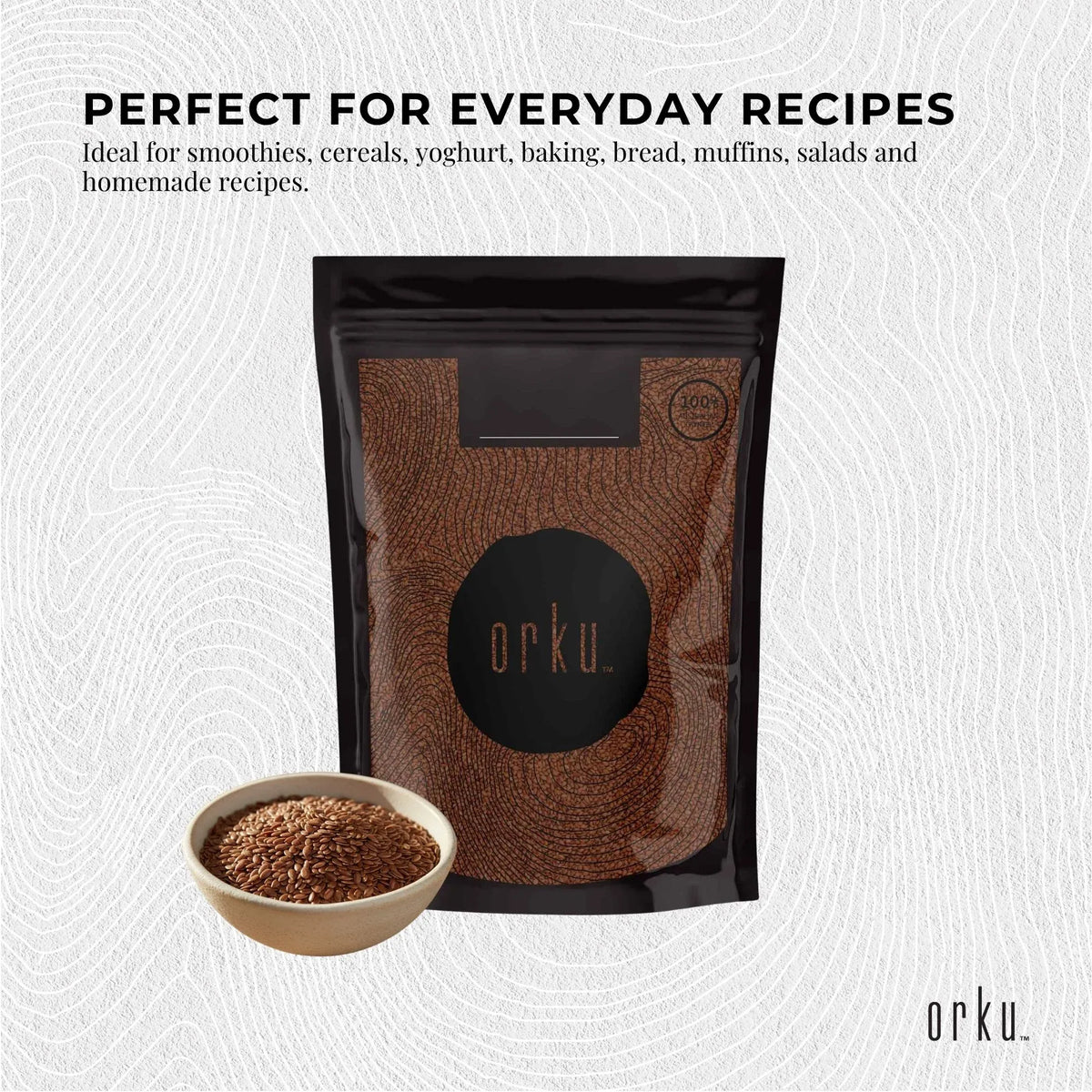 Orku 1Kg Organic Brown Linseed Flaxseed Whole Grain Non GMO