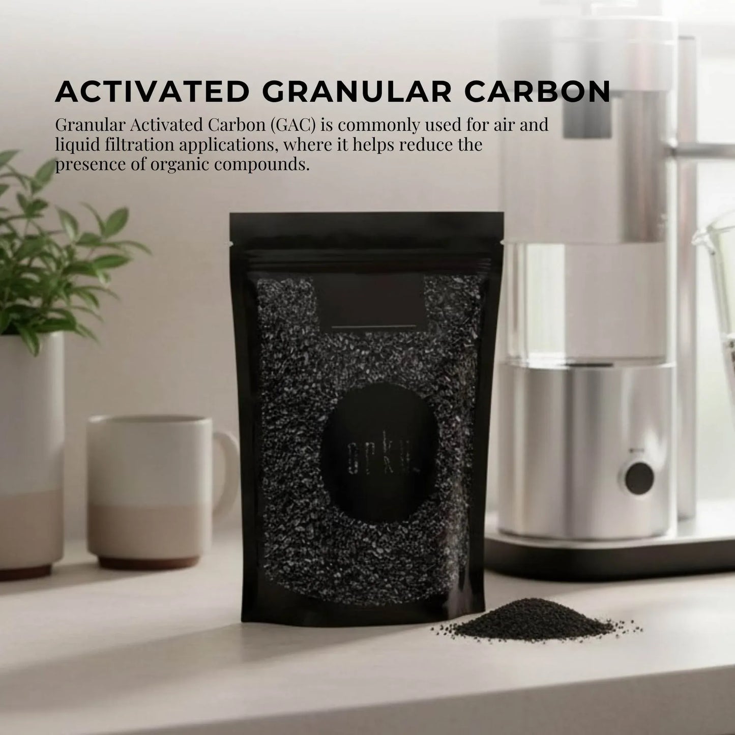Granular Activated Carbon GAC Coconut Shell Charcoal 1Kg - Water Air Filtration
