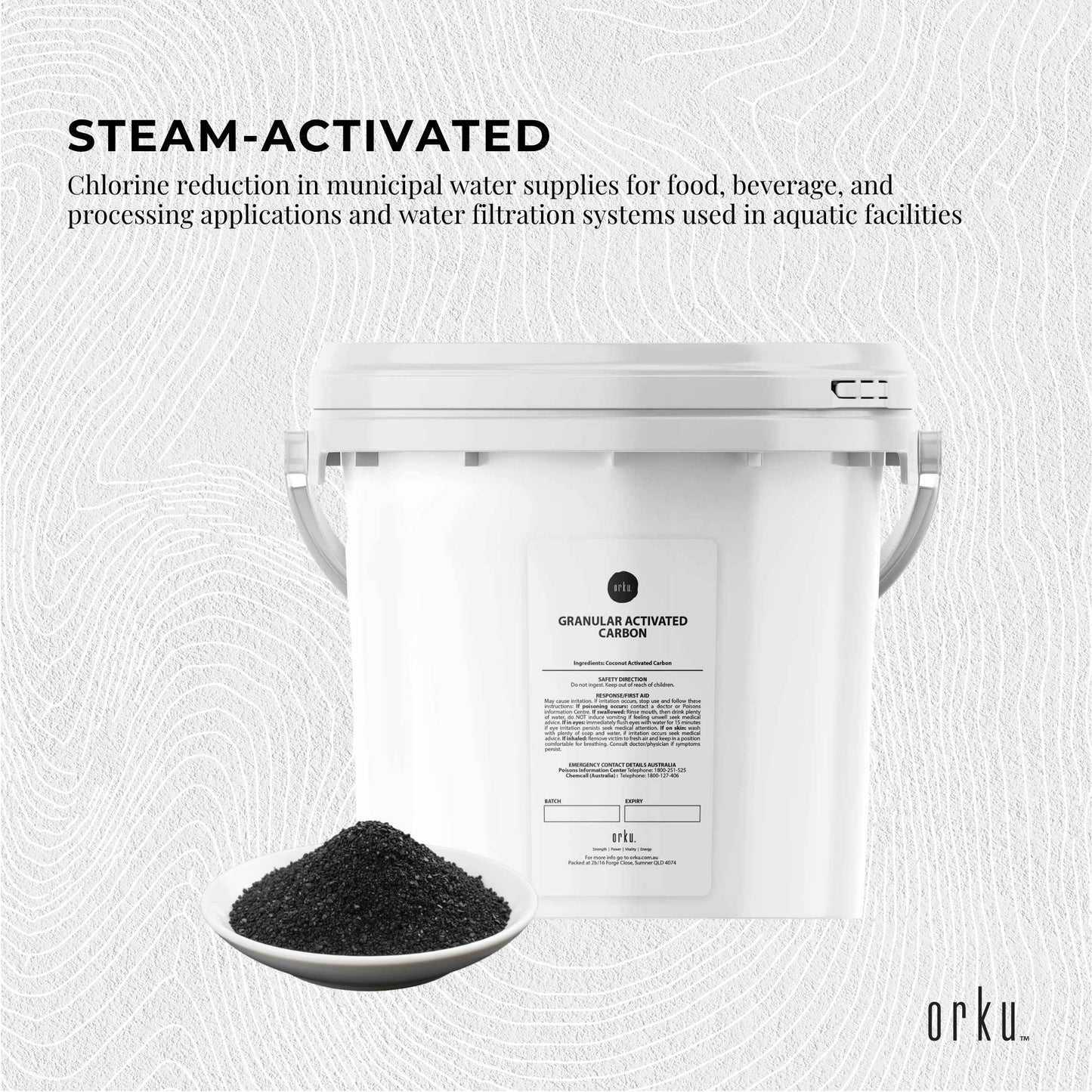 Granular Activated Carbon Tub GAC Coconut Shell Charcoal 2.5Kg - Water Filtering