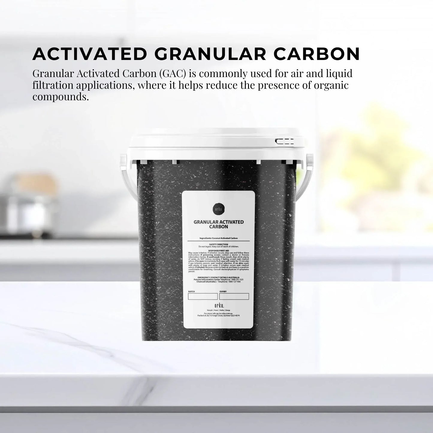 Granular Activated Carbon Tub GAC Coconut Shell Charcoal 600g - Water Filtering
