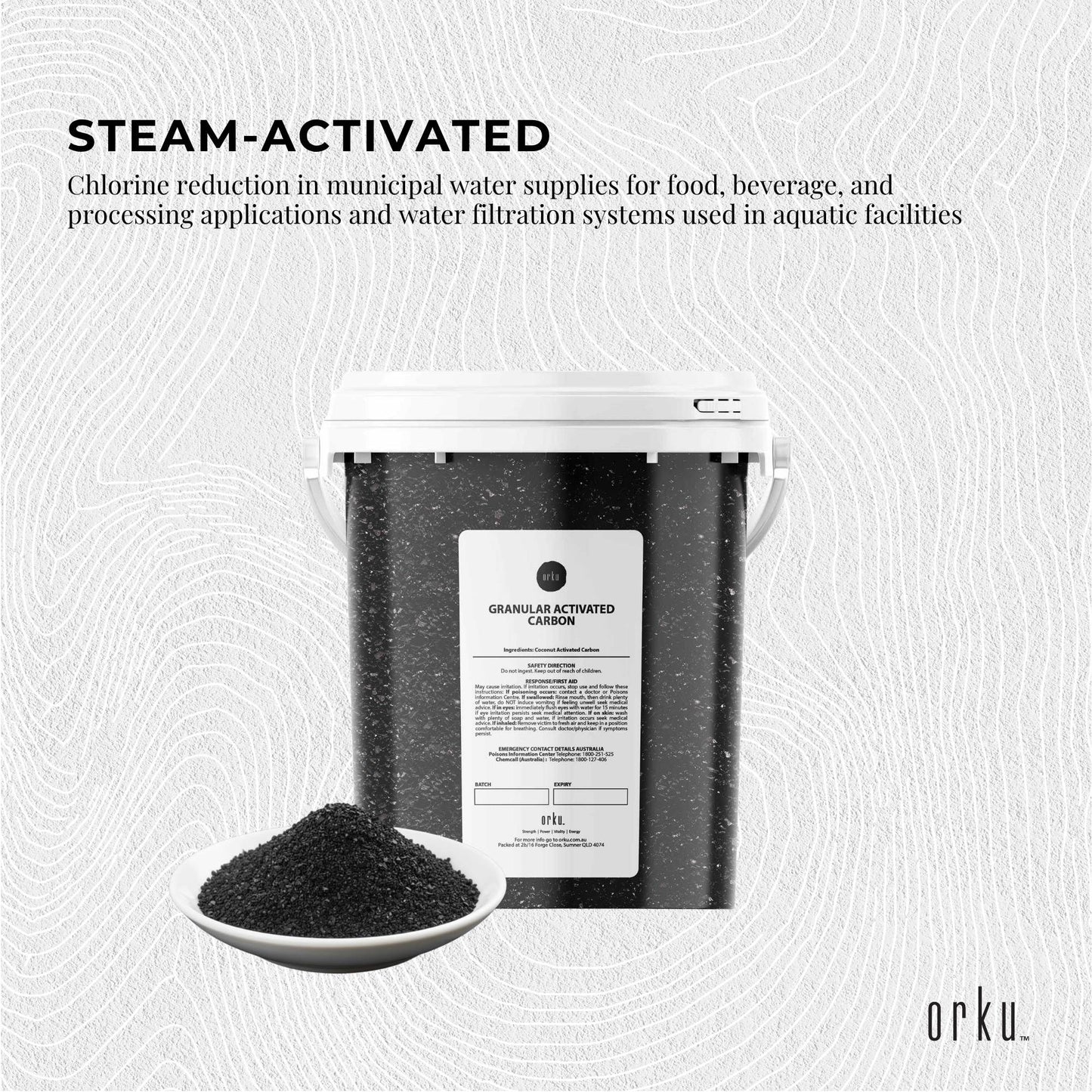 Granular Activated Carbon Tub GAC Coconut Shell Charcoal 600g - Water Filtering