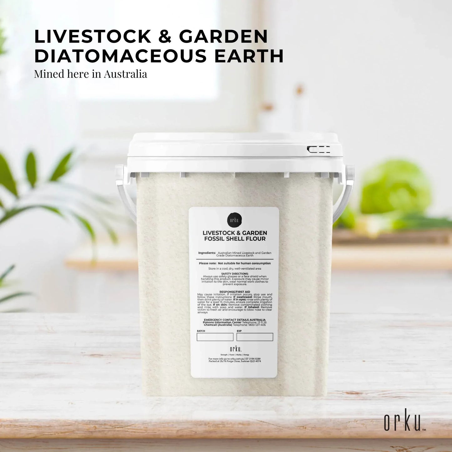Orku Fossil Shell Flour Tub 700g - Livestock Garden Pet Diatomaceous Earth