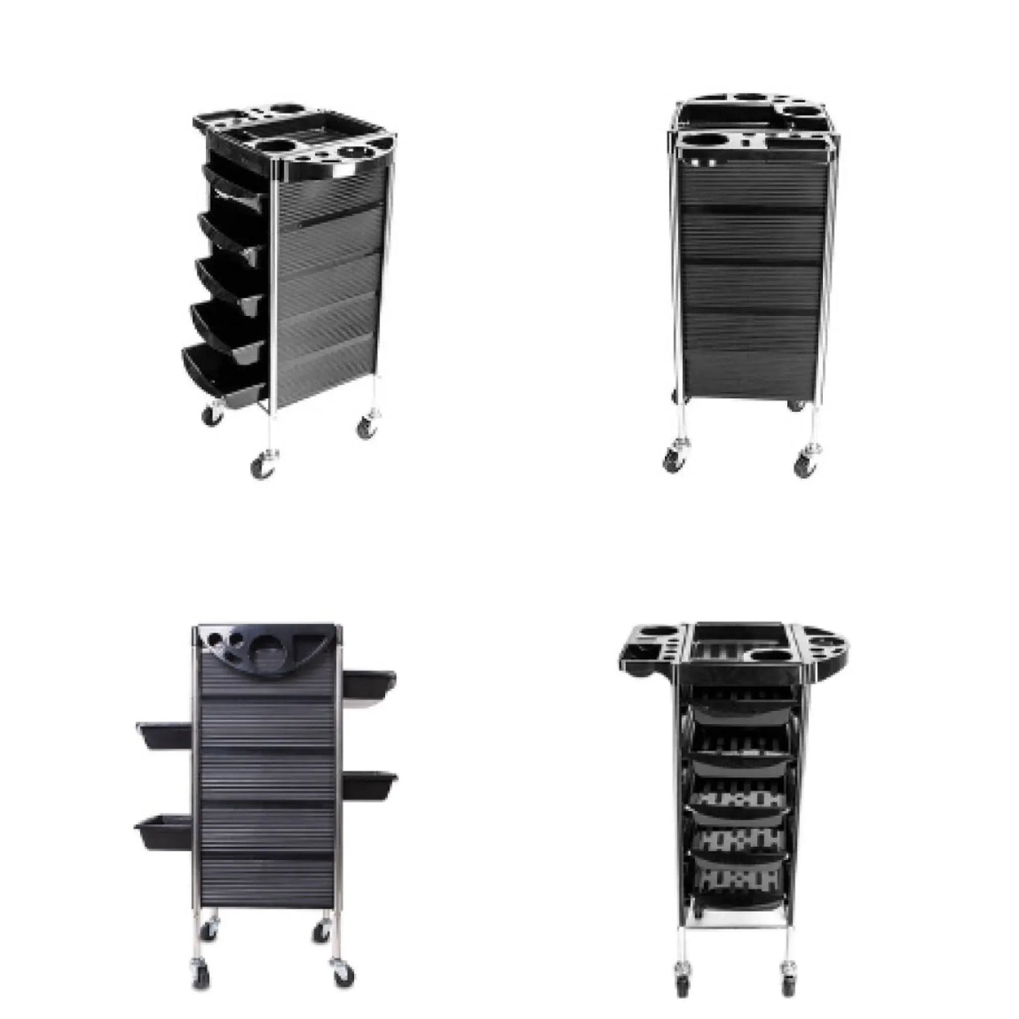 Hairdressing Trolley 5 Drawer Black 90x30x36cm Hair Salon Beauty Rolling Cart