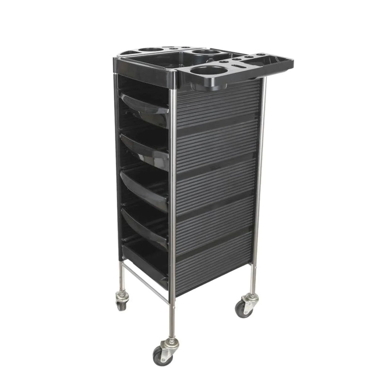 Hairdressing Trolley 5 Drawer Black 90x30x36cm Hair Salon Beauty Rolling Cart