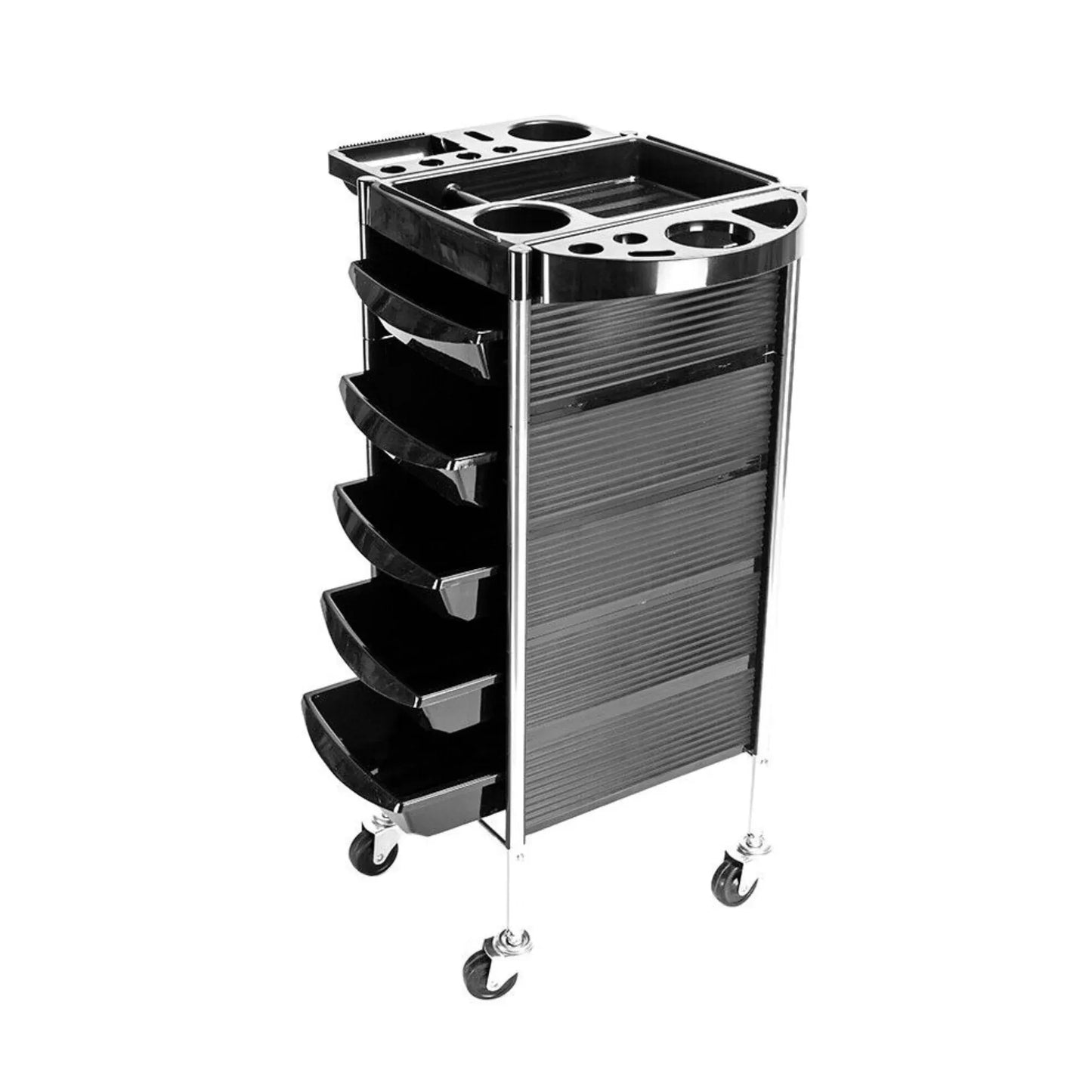 Hairdressing Trolley 5 Drawer Black 90x30x36cm Hair Salon Beauty Rolling Cart