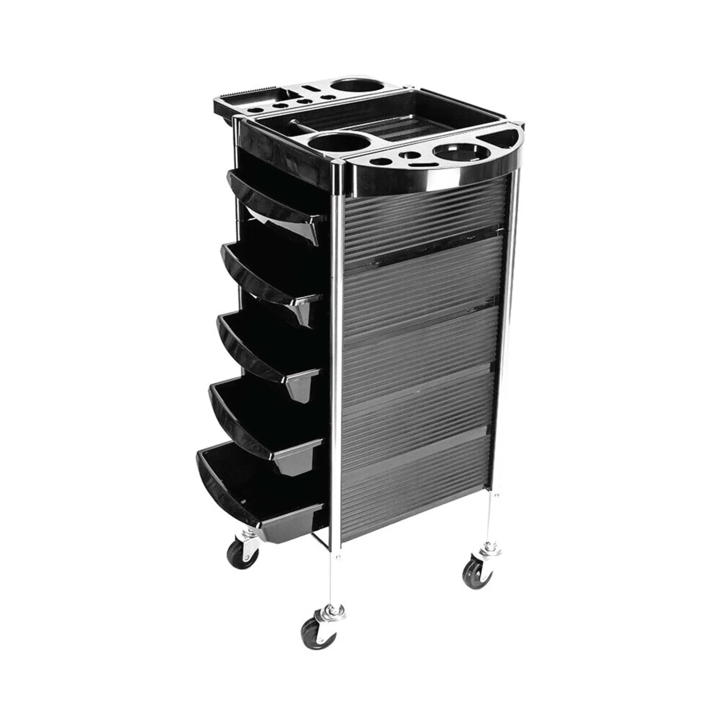 Hairdressing Trolley 5 Drawer Black 90x30x36cm Hair Salon Beauty Rolling Cart