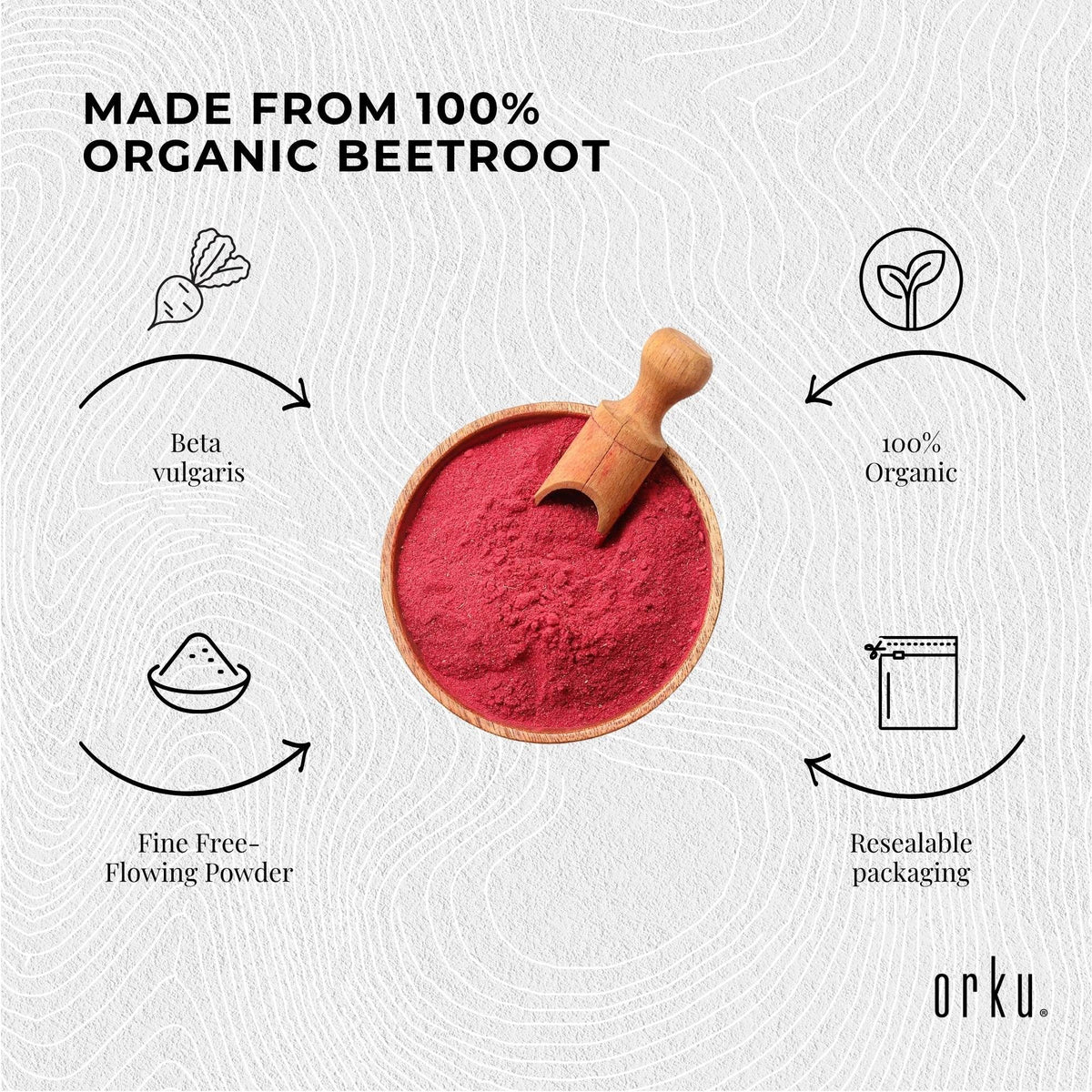 Orku 2Kg Organic Beetroot Powder ACO Certified 100% Pure Beet Root