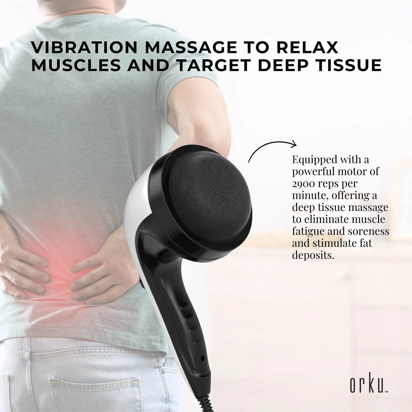 Handheld Vibration Massager Black - 4 Interchangeable Heads Adjustable Speed