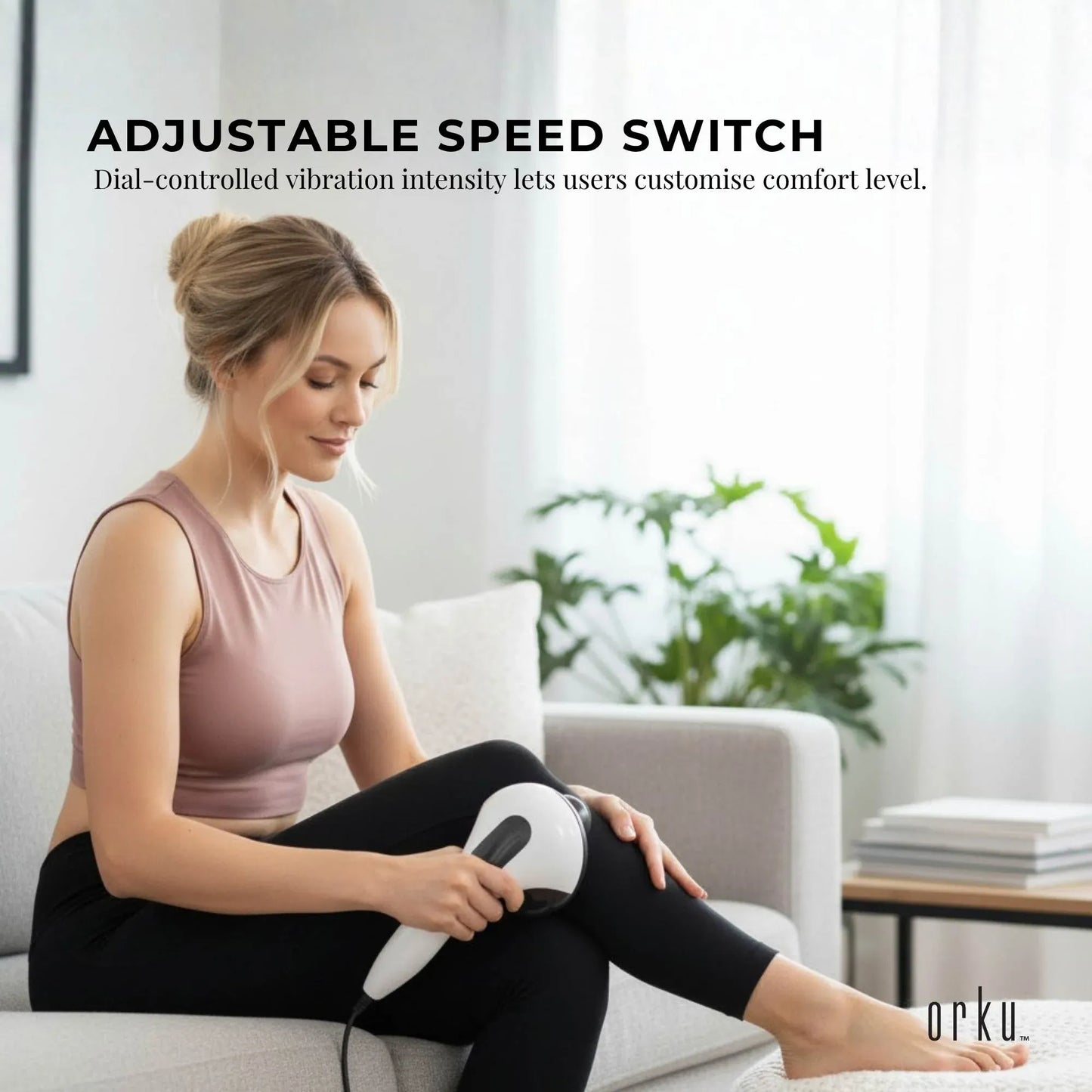 Handheld Vibration Massager Black - 4 Interchangeable Heads Adjustable Speed