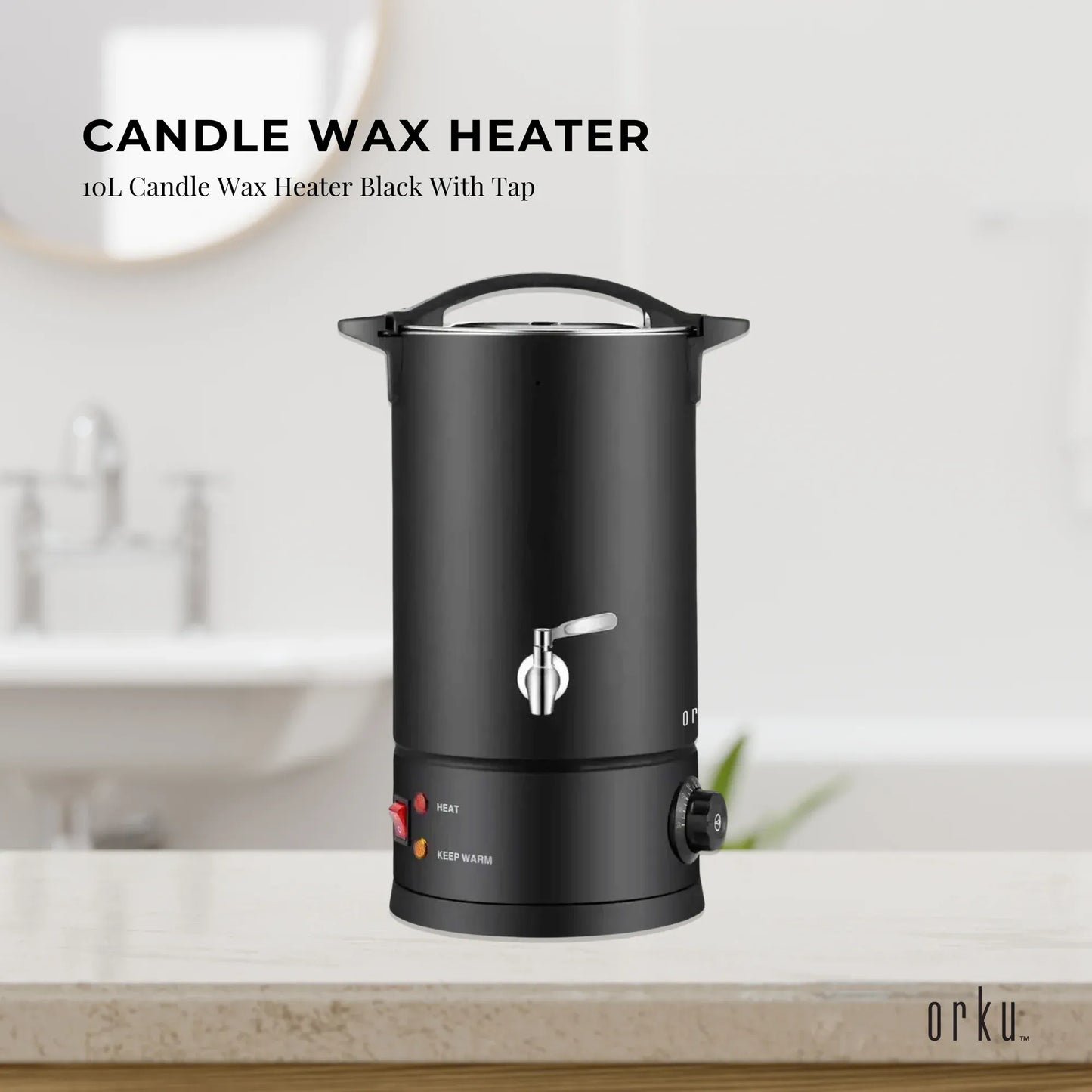 Candle Wax Heater 10L Black with Tap - Soy Wax Melter Candle Making Pot