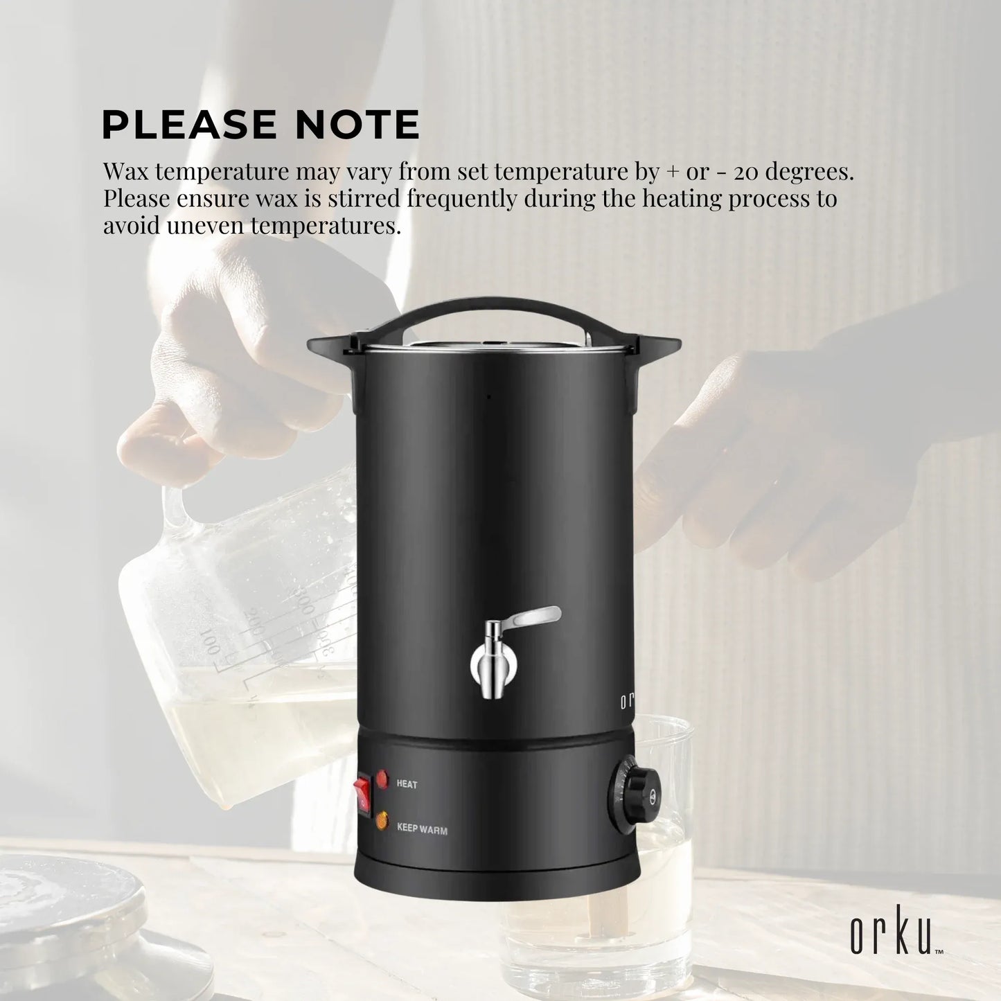 Candle Wax Heater 10L Black with Tap - Soy Wax Melter Candle Making Pot